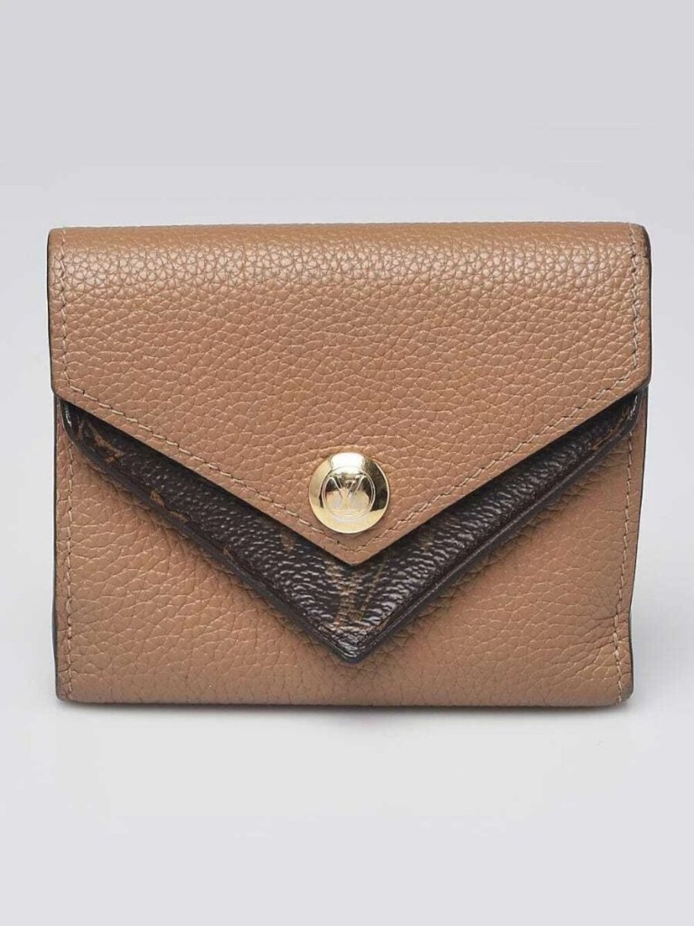 Louis Vuitton Beige Leather and Monogram Canvas Double V Compact Wallet